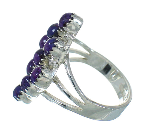 Southwestern Silver And Magenta Turquoise Ring Size 8-1/4 YX89829